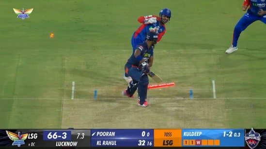 kuldeep yadav damages stump permanently with ball for the ages to bamboozle nicholas pooran, gets kl rahul next over