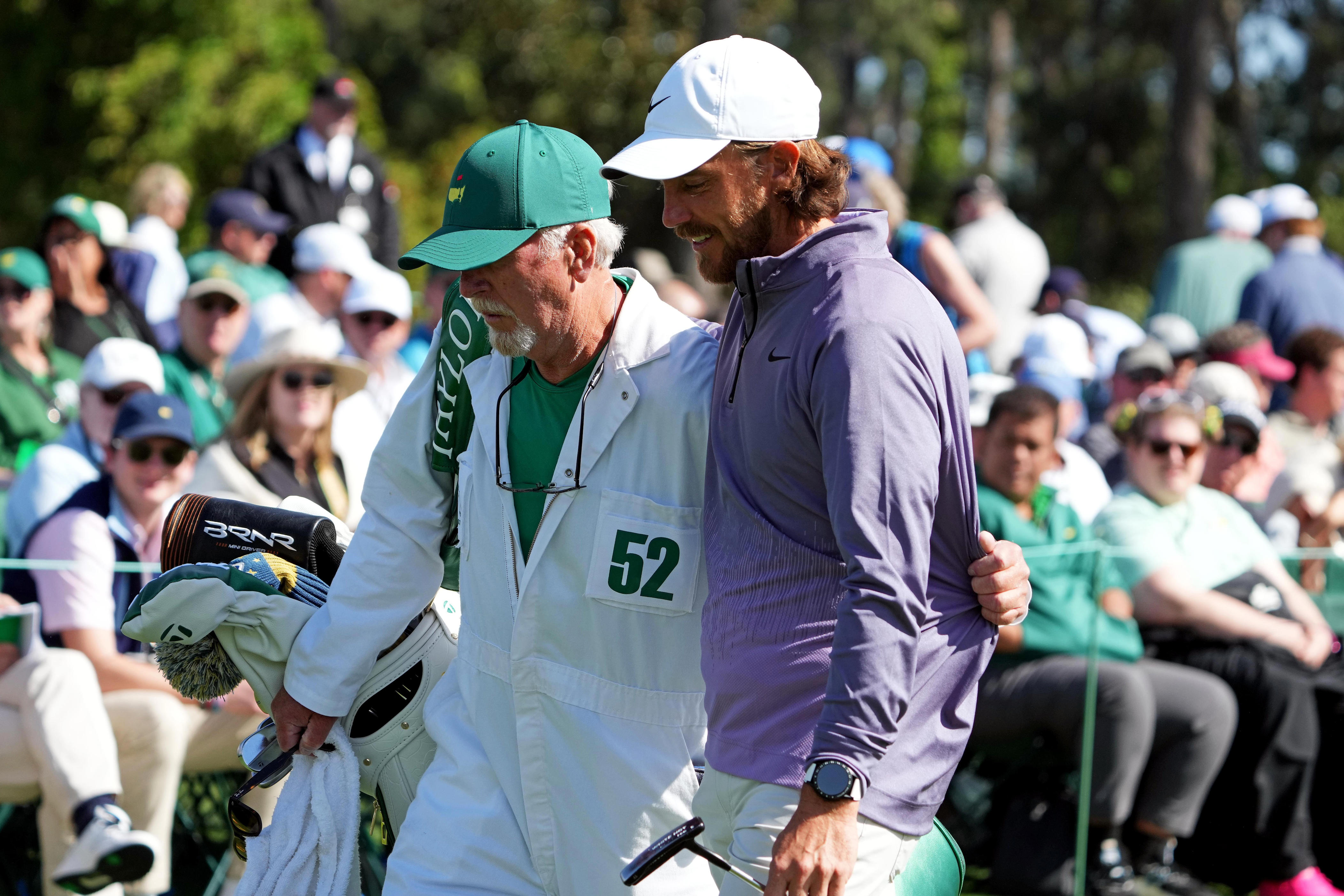 tommy fleetwood climbs masters 2024 leaderboard behind help of local augusta caddie