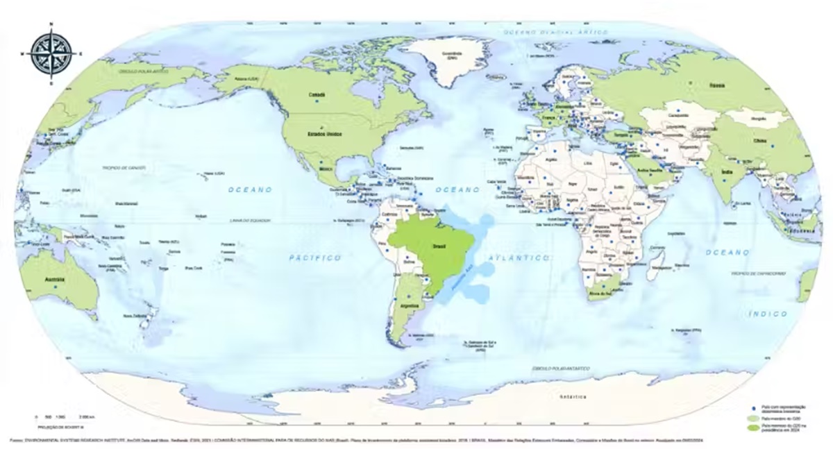 brasil aparece no centro do mundo em novo atlas do ibge