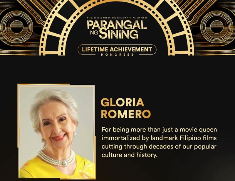 fdcp to honor actress gloria romero, other 'outstanding filipino artists and industry pillars'