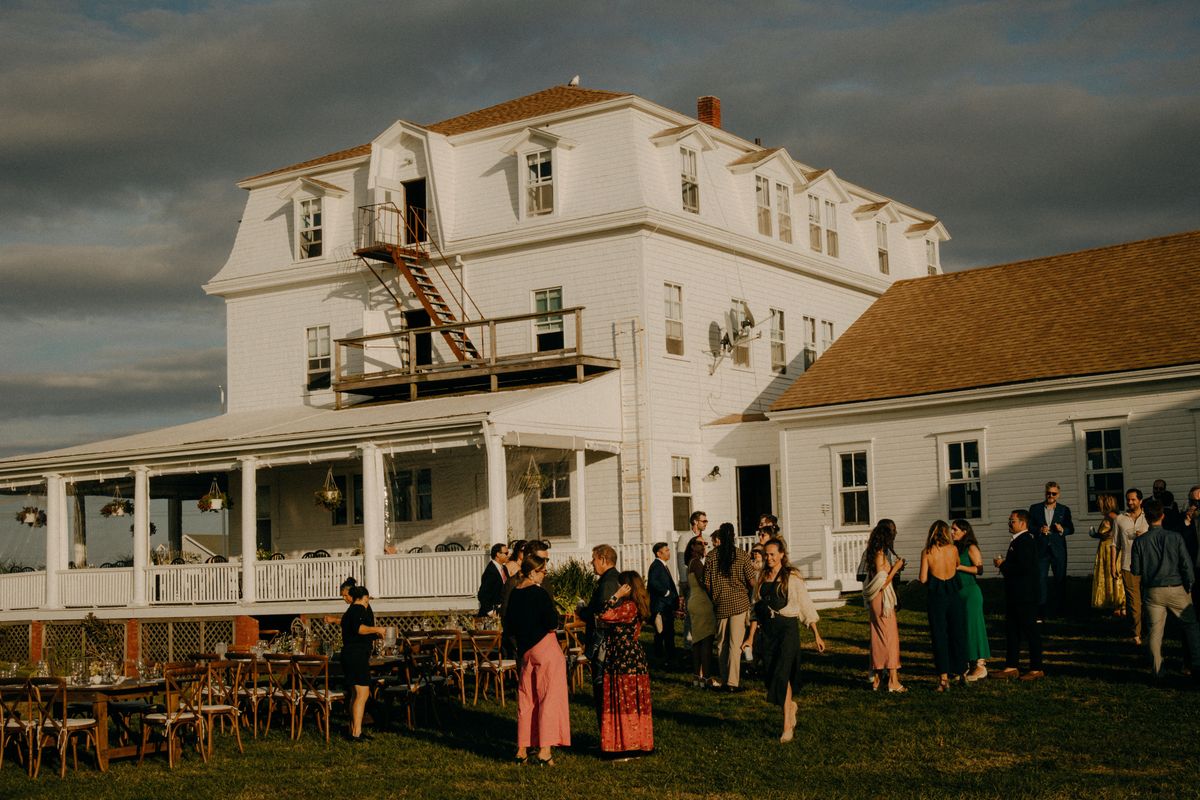two artists wed on block island with sunset views