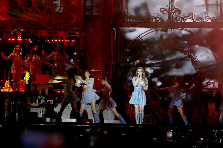 Lana Del Rey headlines day one on the Coachella Stage during the Coachella Music and Arts Festival in Indio, Calif., on Friday, April 12, 2024.