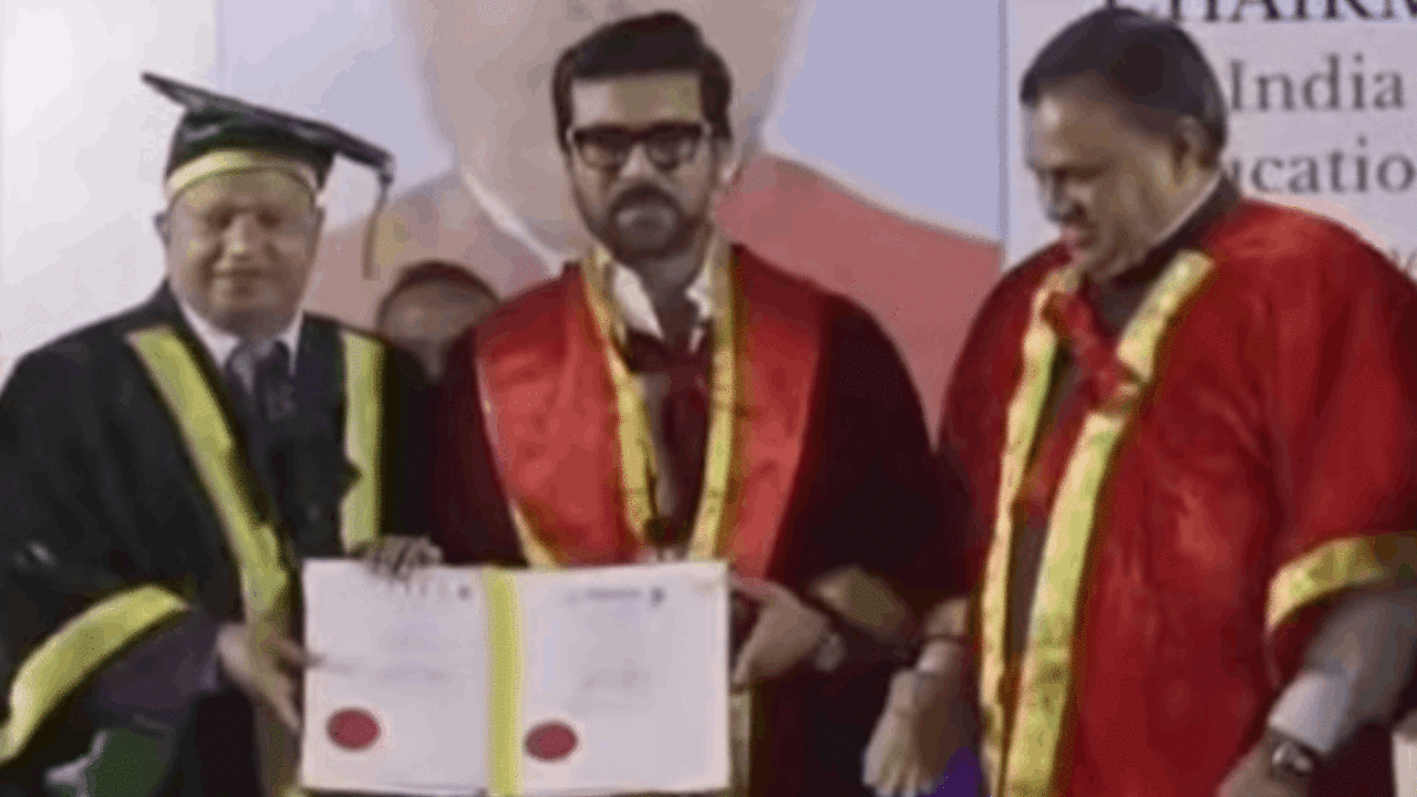 ram charan receives honorary doctorate from vels university; thanks film industry and fans for support