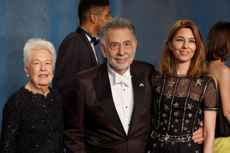 Eleanor Coppola, Francis Ford Coppola and Sofia Coppola pictured in 2022 (Getty Images)