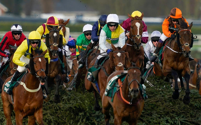Noble Yeats, ridden by Sam Waley-Cohen (in the white cap) won the race in 2022. The horse will carry top weight today - Getty Images/Alan Crowhurst