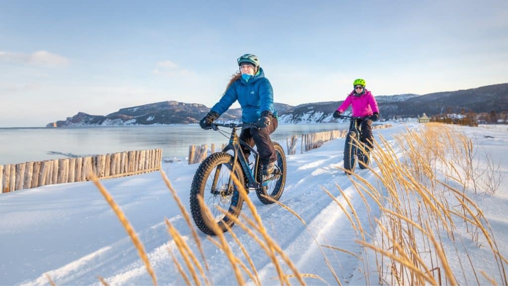 <p>For the Québécois, winter is not just a season; it’s a way of life in which every opportunity is taken to enjoy the outdoors. Even in Old Quebec City, you can enjoy a guided tour on a<a href="https://quebecfatbike.com/"> <strong>fat bike</strong>.</a> Touring Old Town and taking a bike path by the St. Charles River was very exciting even if it was 10 degrees F (-12C). They suit you up in all the necessary gear from boots to toque.</p><p>In Quebec by the Sea (Maritime Quebec) the Chic-Choc Mountains provided plenty of <a href="https://www.downshiftingpro.com/10-daring-winter-activities-in-quebec-maritime/">winter activities</a>, including downhill and cross-country skiing, tubing, snowshoeing, ice climbing, ice fishing, skating, snowmobiling, dog-sledding, and winter camping.</p>