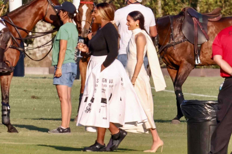BACKGRID Meghan Markle and Serena Williams spend time together at the Royal Salute Polo Challenge in Florida on April 12