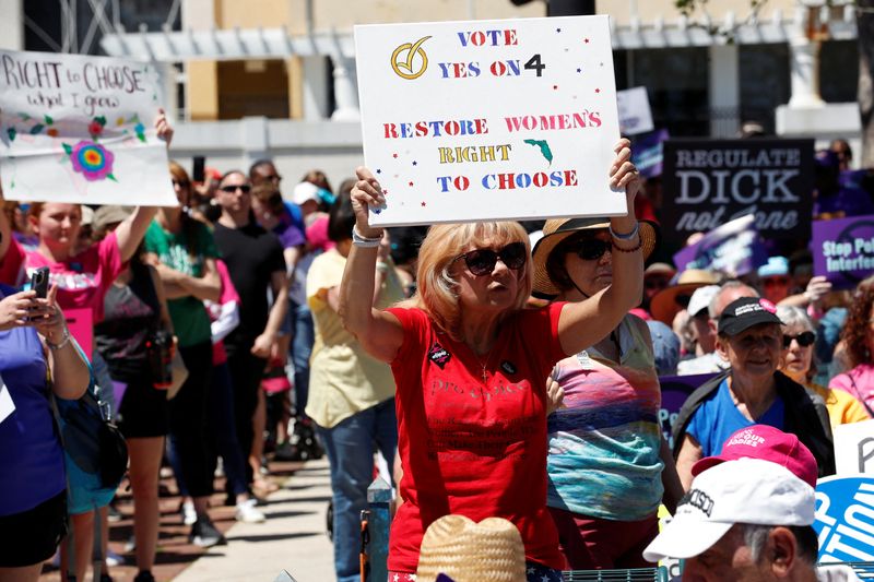 abortion rights activists rally in florida as issue moves to center of u.s. election