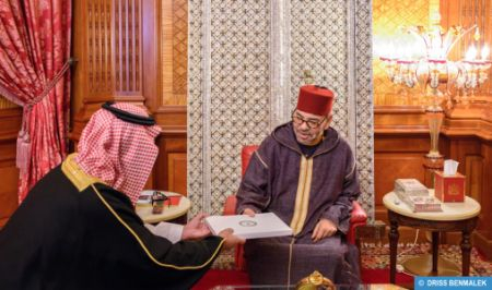 hm the king receives hrh prince turki bin mohammed bin fahd bin abdulaziz al saud, emissary of custodian of the two holy mosques, bearer of a message to the sovereign