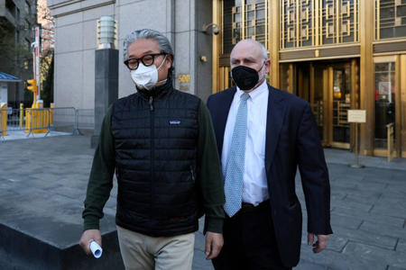 Bill Hwang arrives in court for trial over collapse of his $36 billion Archegos fund<br><br>