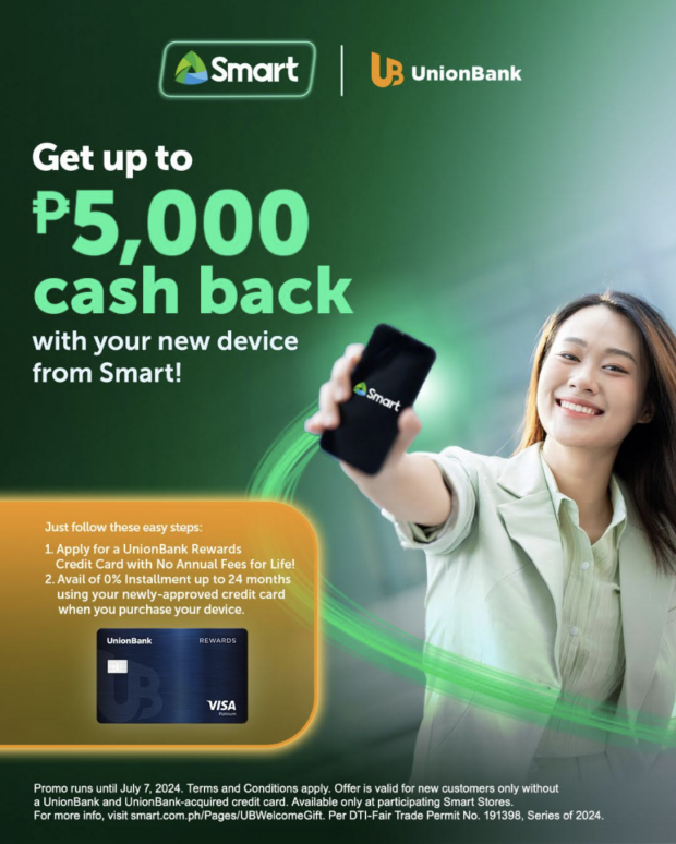 upgrade to an iphone and get up to p5,000 cashback from smart and unionbank