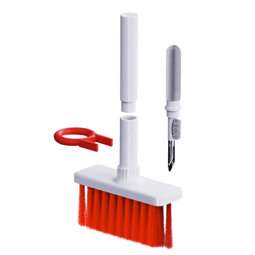 A render showing a 5 in 1 keyboard cleaning brush kit.