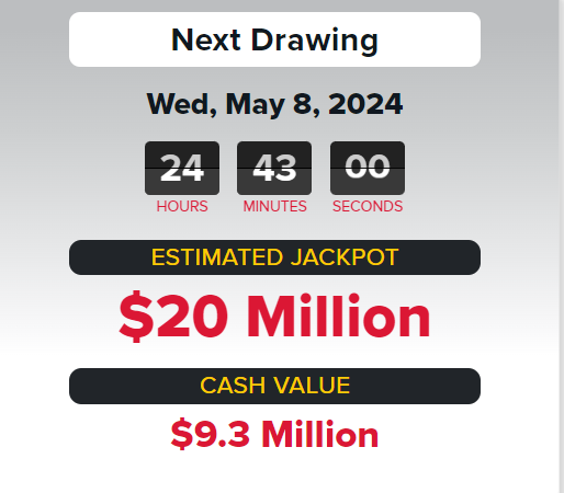 After a lucky ticket hit the $214 million grand prize winner from Monday's drawing, the Powerball jackpot for Wednesday reset to $20 million with a cash value of $9.3 million.