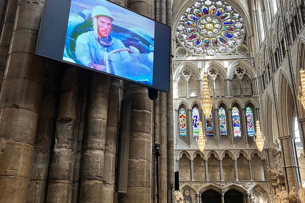 f1 champions remember sir stirling moss at london's westminster abbey