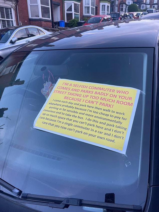 neighbours defend rant posted on windscreen of car parked on road