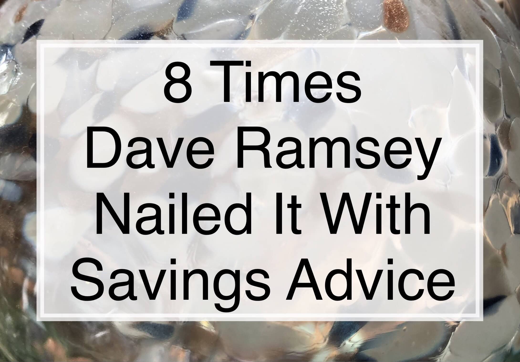 <p>Dave Ramsey is considered a 21st-century financial guru for his approach to personal finance. His advice is easy to understand, focusing on principles like living debt-free, budgeting, and saving for emergencies. Through Ramsey's radio show, books, and podcasts, his message of discipline in managing finances has reached millions of people. Ramsey's ability to simplify complex financial concepts and motivate people to take control of their finances makes him a favorite. After culling the internet, 24/7 Wall St. has created a list of the 8 times Dave Ramsey nailed it with savings advice. Continue reading to learn how to improve your financial outlook.</p> <div class='fwpPitch'><div> <h2><b>Sponsored: Want to Retire Early? Start Here</b></h2> <p>Want retirement to come a few years earlier than you’d planned? Or<a href="http://https://smartasset.com/retirement/find-a-financial-planner?utm_source=247wallst&utm_campaign=wall_retireearly&utm_content=desktop|8-times-dave-ramsey-nailed-it-with-savings-advice|1388576&utm_term=Microsoft&utm_medium=eoaCTALinkDefault" rel="noopener nofollow sponsored">are you ready to retire now, but want an extra set of eyes on your finances?</a></p> <p>Now you can speak with up to 3 financial experts in your area for <strong>FREE</strong>. By simply <a href="http://https://smartasset.com/retirement/find-a-financial-planner?utm_source=247wallst&utm_campaign=wall_retireearly&utm_content=desktop|8-times-dave-ramsey-nailed-it-with-savings-advice|1388576&utm_term=Microsoft&utm_medium=eoaCTALinkDefault" rel="noopener nofollow sponsored">clicking here</a> you can begin to match with financial professionals who can help you build your plan to retire early. And the best part? The first conversation with them is free.</p> <p><a href="https://smartasset.com/retirement/find-a-financial-planner?utm_source=247wallst&utm_campaign=wall_retireearly&utm_content=desktop|8-times-dave-ramsey-nailed-it-with-savings-advice|1388576&utm_term=Microsoft&utm_medium=eoaCTALinkDefault" rel="noopener nofollow sponsored">Click here</a> to match with up to 3 financial pros who would be excited to help you make financial decisions.</p> </div>  </div><p>Agree with this? Hit the Thumbs Up button above. Disagree? Let us know in the comments with what you'd change.</p>