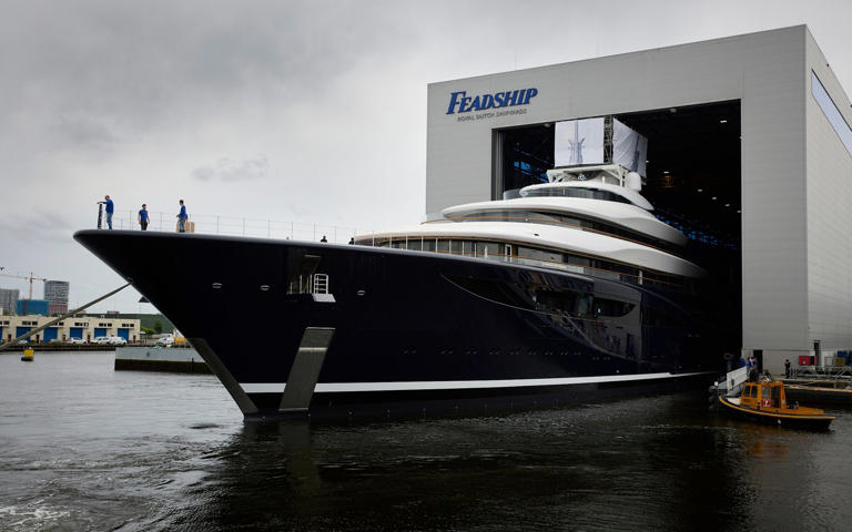 The 119-metre Project 821 superyacht is housed at Feadship's Amsterdam shipyard - SWNS/Feadship
