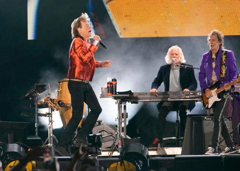 The Rolling Stones perform May 7, 2024, during their Hackney Diamonds Tour at State Farm Stadium in Glendale, Arizona. Pictured from left to right are Mick Jagger, Chuck Leavell and Ronnie Wood. Leavell was born in Birmingham and raised in Tuscaloosa.