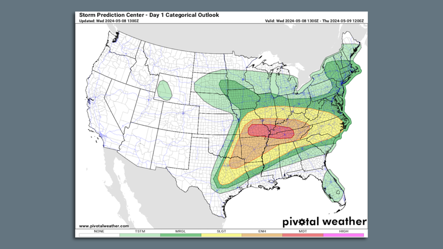 Severe weather outbreak to slam parts of U.S. for third straight day