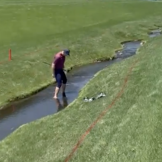 justin rose attempts heroic recovery shot from creek to try to win $100 bet against shane lowry