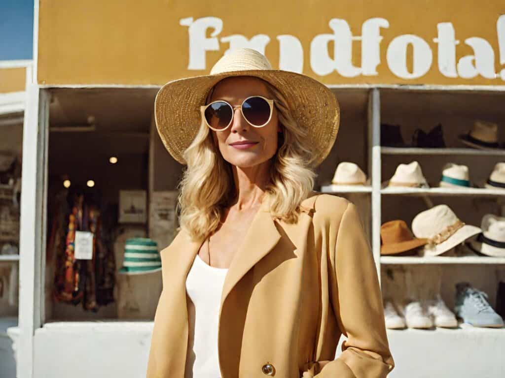 <p>Bring a burst of sunshine to your outfit with a lightweight yellow blazer – a colorful piece that can be beautifully highlighted when paired with a straw hat. The hat’s neutral tone allows the blazer’s vibrant color to take center stage, creating a striking contrast.</p>