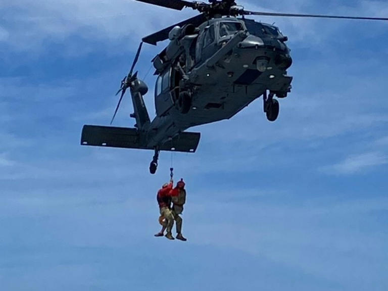 The mother and child were hoisted into the U.S. Air Force 920th Rescue Wing's helicopter from the deck of the Carnival Venezia. Fox News