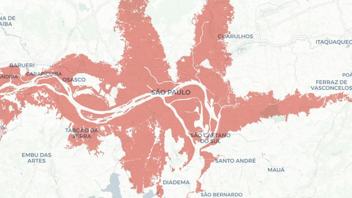 e se a água que invadiu porto alegre tomasse são paulo ou outras cidades? veja mapas