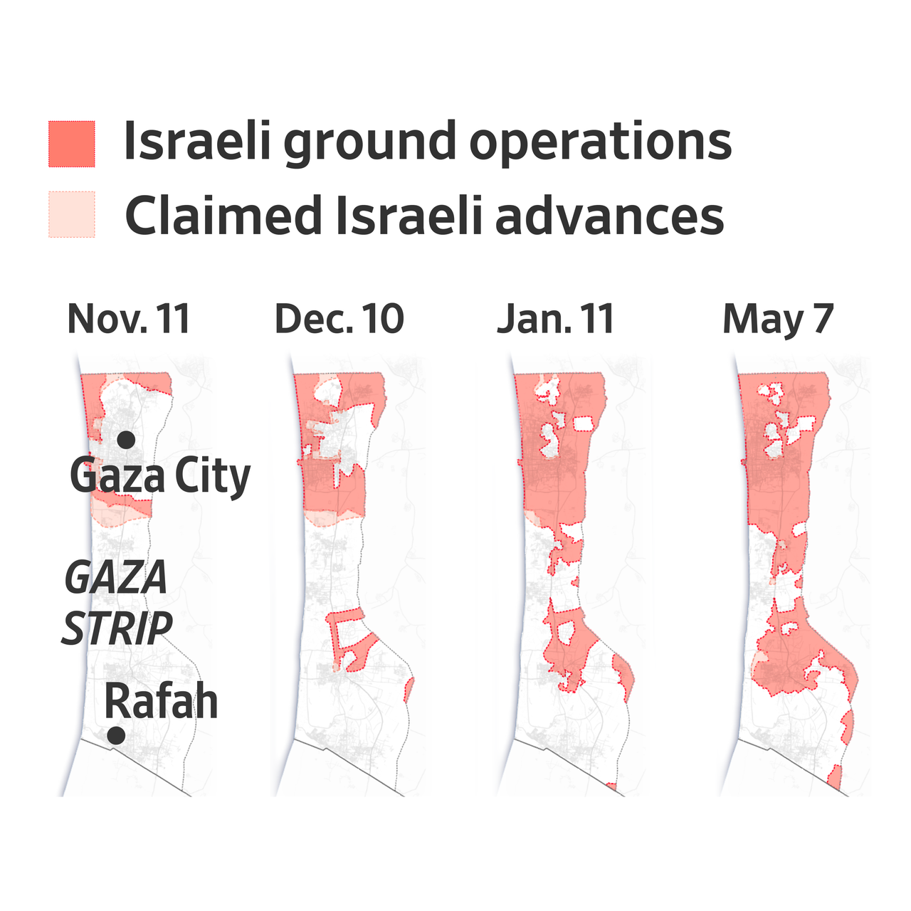 israel’s advance toward rafah, shown in maps