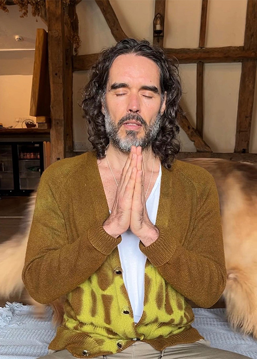 first image of russell brand after baptism in the thames appears