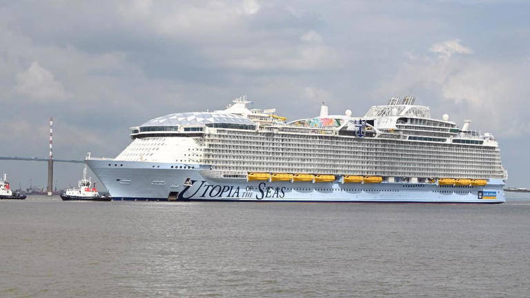 Royal Caribbean’s new Utopia of the Seas sets sail to the open ocean for the first time to begin five days of testing. The sea trial, one of the final construction milestones, comes 10 weeks ahead of the ultimate short getaway’s July debut in Port Canaveral (Orlando), Florida. (Credit: Royal Caribbean)