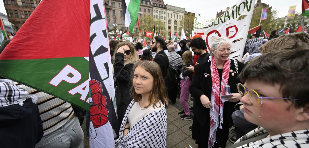 greta thunberg demonstriert gegen israel-teilnahme am esc