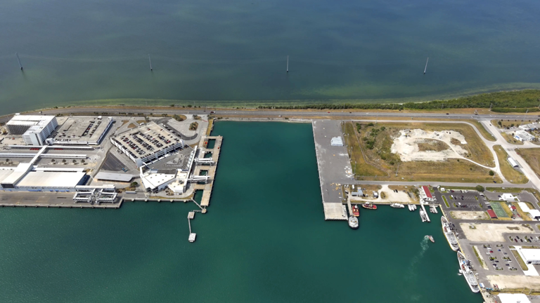 Port Canaveral’s existing North Cargo Berth 8, at right, shares its basin with the port’s Cruise Terminal 5, at left, on the port's north side. The port plans to build a cruise terminal and parking garage on the site of North Cargo Berth 8.