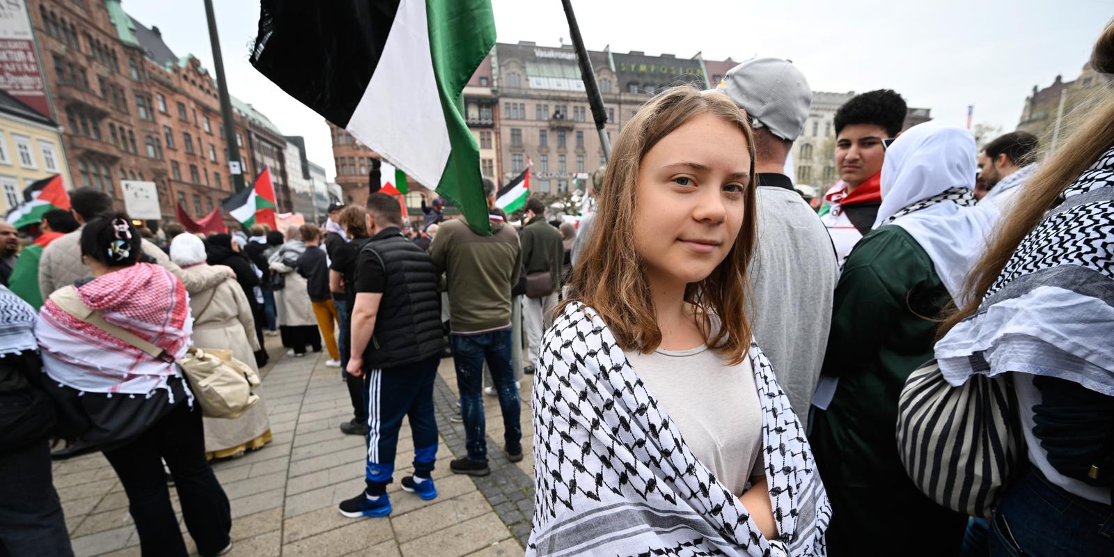 thunberg: fint att så många står upp för palestina