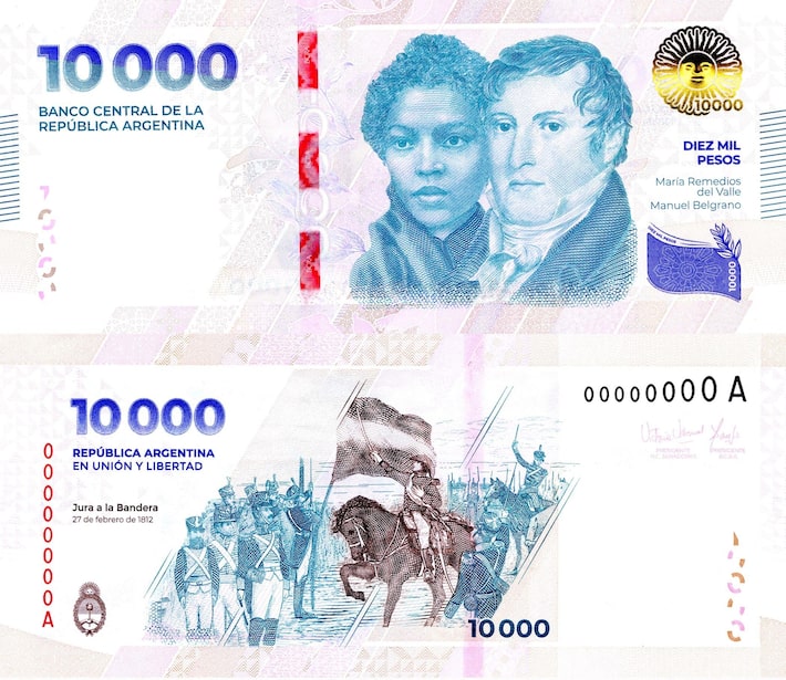 argentina vai emitir notas de 10 mil pesos; inflação no país está em 287% ao ano