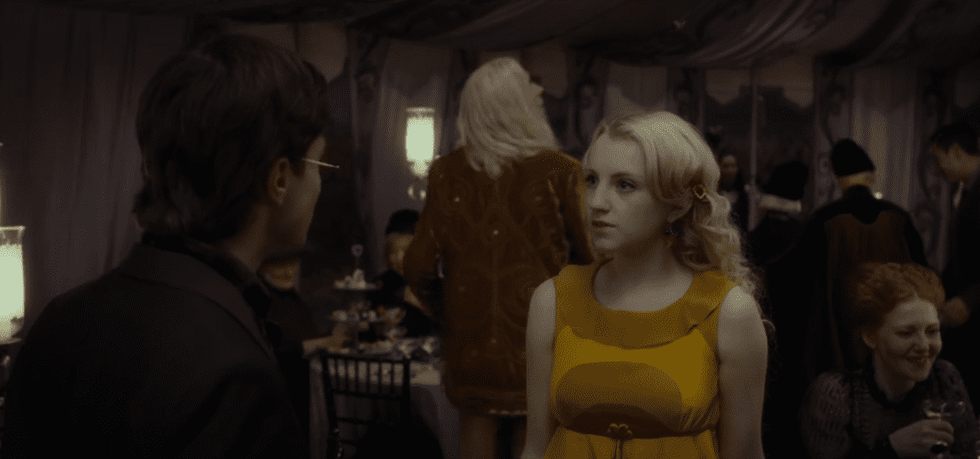 <p>As in previous films, Evanna Lynch, who played Luna Lovegood, chose a lot of what she wore and how the house would be decorated. She even invented the dance moves for the wedding scene, which she based on the concept of “wafting wrackspurts away,” as described in the novel. We have to say. She nailed it.</p>
