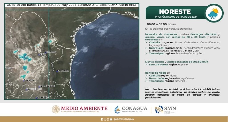 ¡otro frente frío! conagua advierte lluvias en 16 estados de méxico hoy con posible granizo