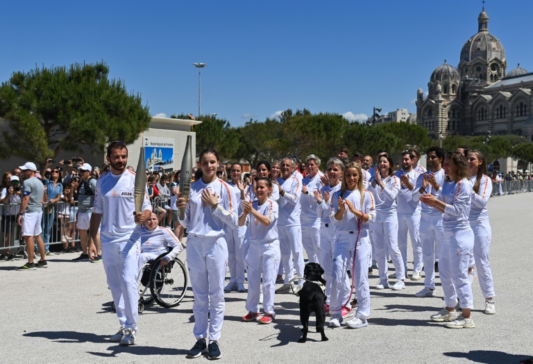olympic torch relay in marseille offers 'solidarity' with ukraine