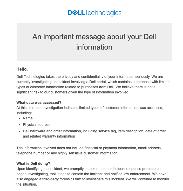 Dell warns 49 million customers about massive data breach