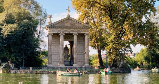 The Temple of Aesculapius, in the gardens of the Villa Borghese, dates back to the late 18th century.