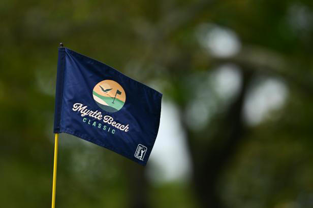 MYRTLE BEACH, SOUTH CAROLINA - MAY 09: A pin flag flaps in the wind during the first round of Myrtle Beach Classic at The Dunes Golf and Beach Club on May 9, 2024 in Myrtle Beach, South Carolina. (Photo by Tracy Wilcox/PGA TOUR via Getty Images)