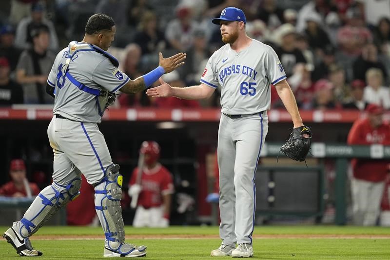 blanco has 3 hits and wacha gets back on track as royals roll to a 10-4 victory over angels