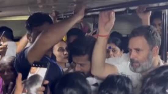 lok sabha polls: rahul gandhi, revanth reddy travel in bus, interact with passengers | watch