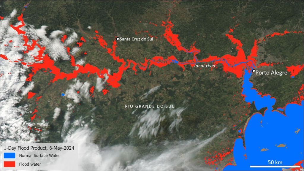 nasa divulga imagens de satélite que mostram dimensão da tragédia no rio grande do sul