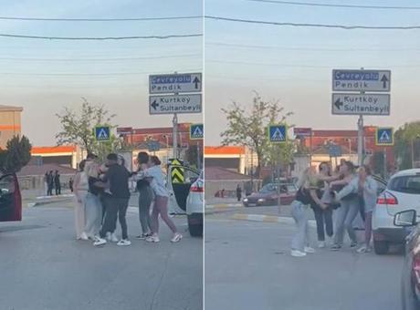 i̇stanbul'da şok görüntü! kadın sürücüler kavga etti