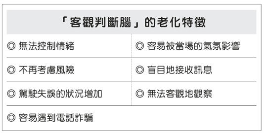 「客觀判斷腦」的老化特徵。三采文化提供