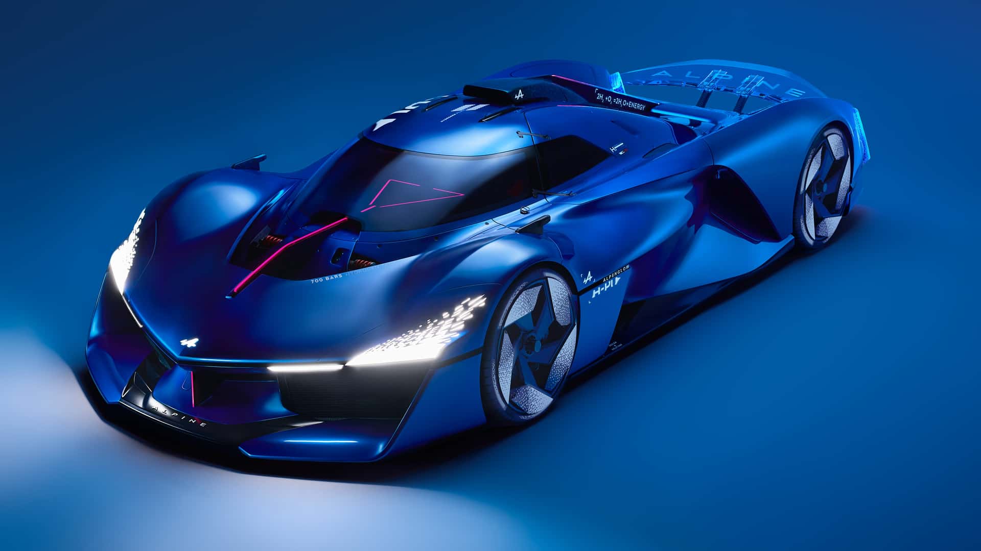 this alpine sports car has a hydrogen combustion turbo engine