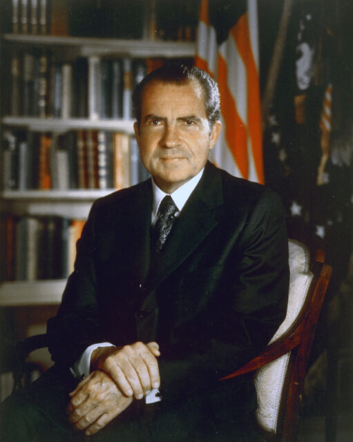 <p>Nixon commanded SCAT forward detachments at Bougainville, Vella Lavella and Nissan Island, before returning to the United States for a posting at Alameda Naval Air Station, California. He was then transferred to the Bureau of Aeronautics, before being relieved from active service in 1946.</p> <p>As with many of the presidents on this list, Nixon made his way up the ranks before becoming the commander-in-chief. After being elected to the US House of Representatives and Senate, he launched his presidential campaign, securing a hard-fought victory. He held the presidency until 1974, when he resigned due to the fallout of the <a href="https://www.fbi.gov/history/famous-cases/watergate" rel="noopener">Watergate Scandal</a>.</p>