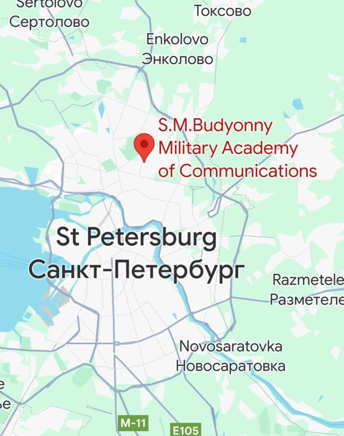 russians report drone attack on military academy of the signal corps in st. petersburg