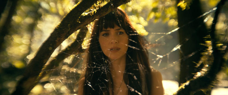 Dakota Johnson stars as Cassandra Webb in “Madame Web,” now streaming on Netflix.