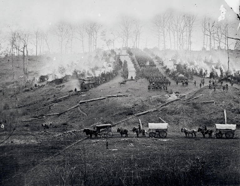 The 150th Pennsylvania Infantry, camped in Belle Plain, Va., 1863.